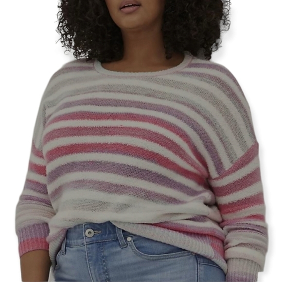 𝅺Torrid Drop Shoulder Pullover Striped Sweater - Picture 1 of 8